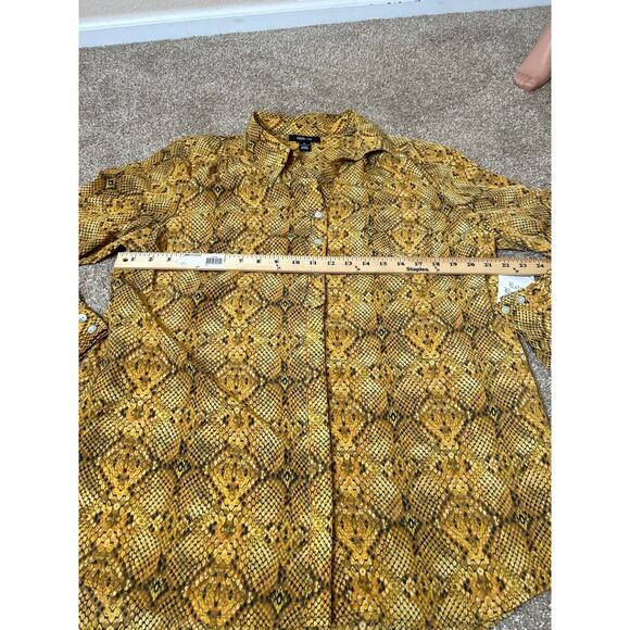 NEW Snake print button up blouse golden yellow/black NEW Style & Co SZ XL - Picture 10 of 11